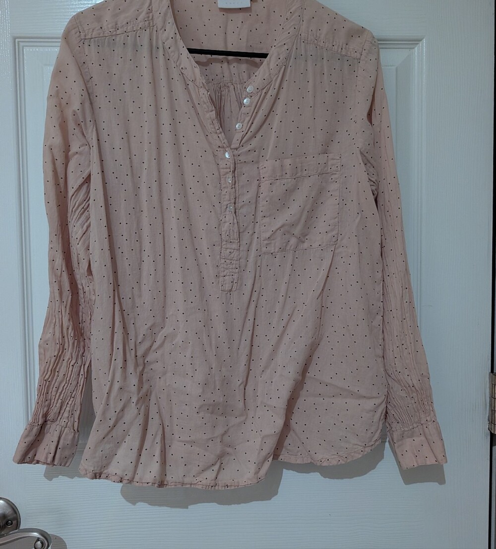 Light Blush Dot Print Henley Tunic Top